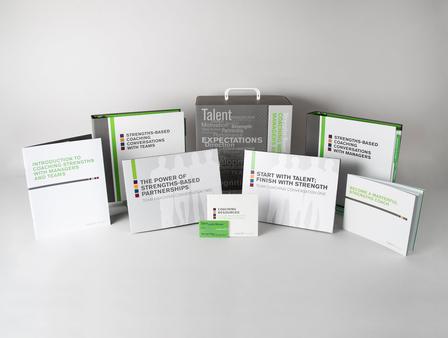 Strengths-Based Coaching With Managers and Teams Kit (Print) with all materials showing.