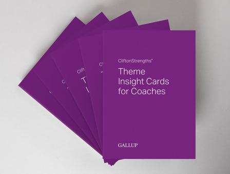 Five decks of CliftonStrengths Theme Insights Cards for Coaches.