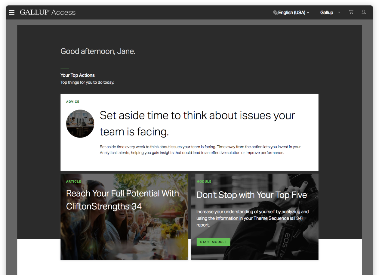 Preview of Gallup Access Platform