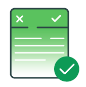 Green icon of a testing checklist.