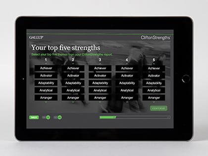 Dashboard of the CliftonStrengths E-Learning Module.