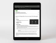 Digital kit displayed on device, featuring Slides 6-8: People Who Focus on Using Their Strengths page.