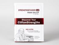 Front cover of StrengthsFinder 2.0, featuring illustration of Don Clifton.