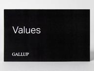 Front of a card, with text reading Values.
