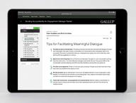 Digital packet displayed on device, featuring the Tips for Facilitating Meaningful Dialogue page.