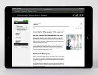 Digital guide displayed on device, featuring the Insights for Managers with Learner page.
