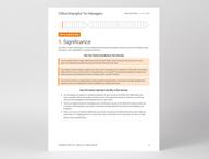 Page 3 of CliftonStrengths for Managers report that shows the individual’s first CliftonStrengths theme.
